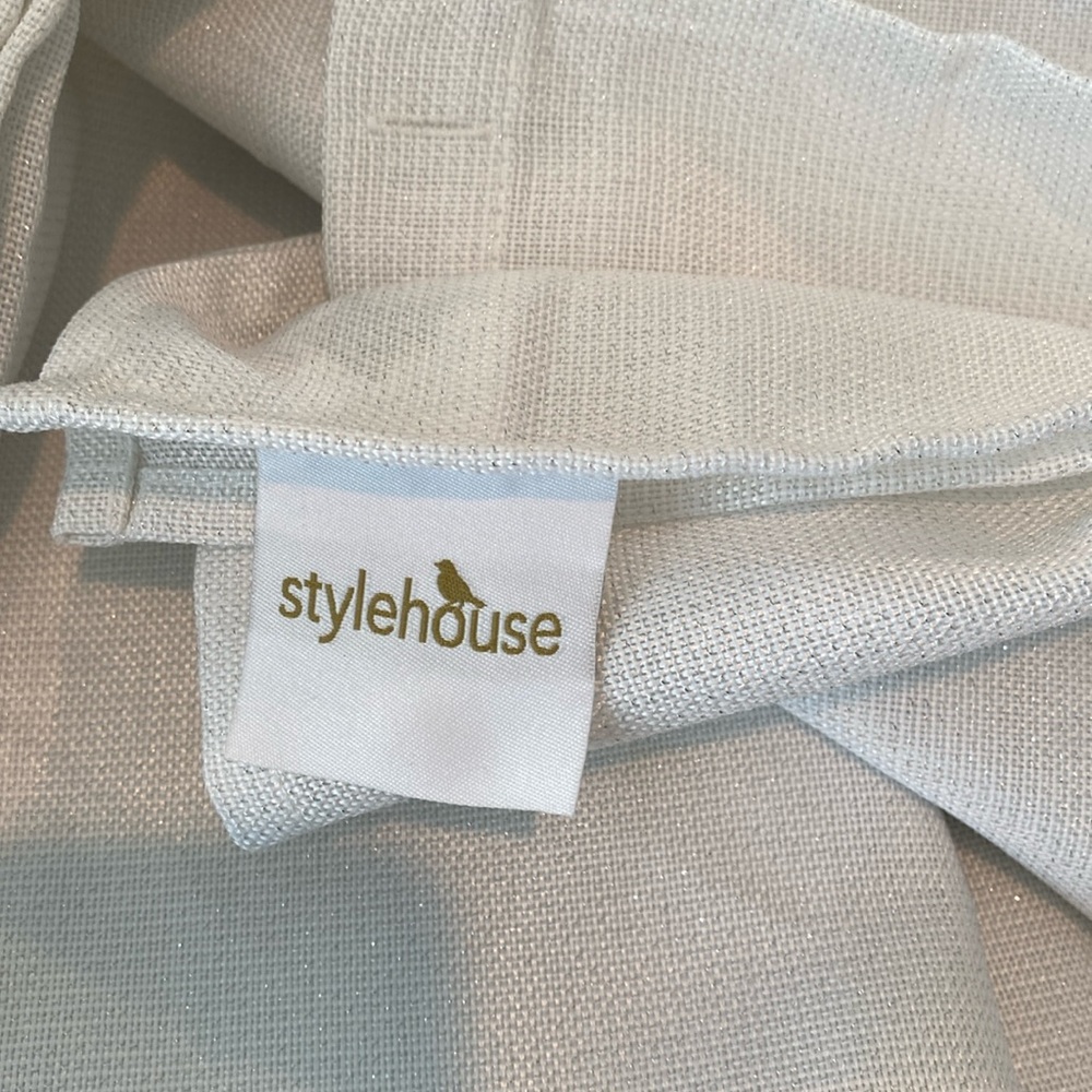 Stylehouse White Textured Weave Single Curtain Panel. 100% Blackout (72” x 68”)